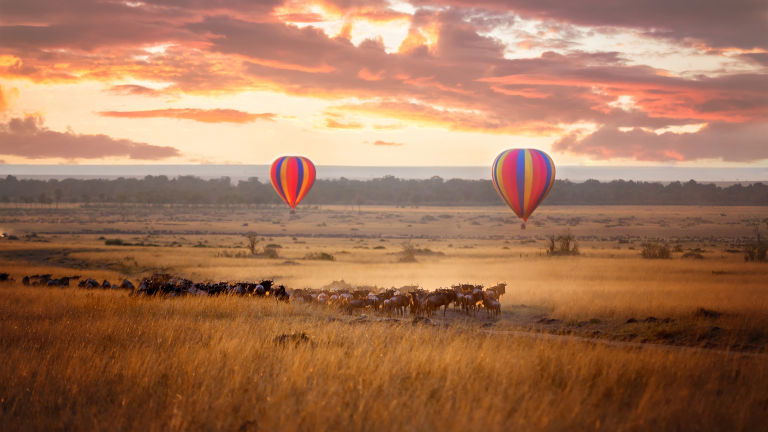 Hot air ballooning over the Masai Mara, Africa