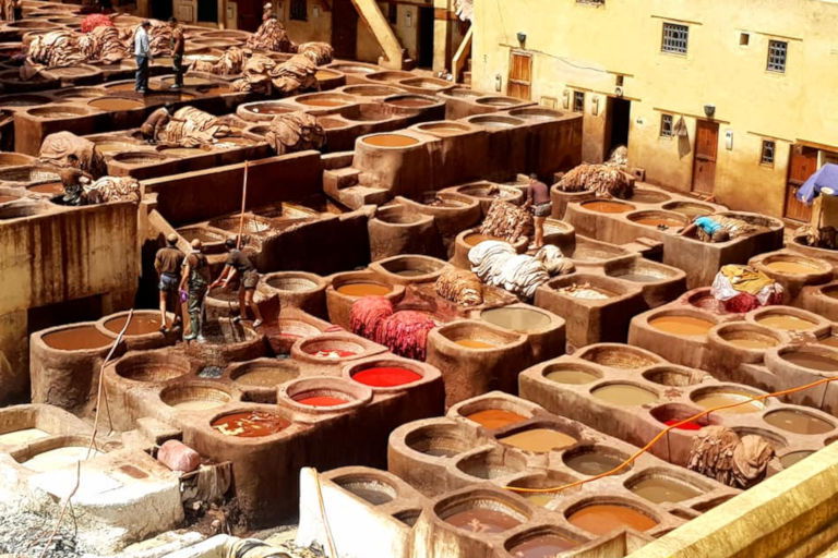 View of leather tannery in Fes, Morocco View of leather tannery in Fes, Morocco
