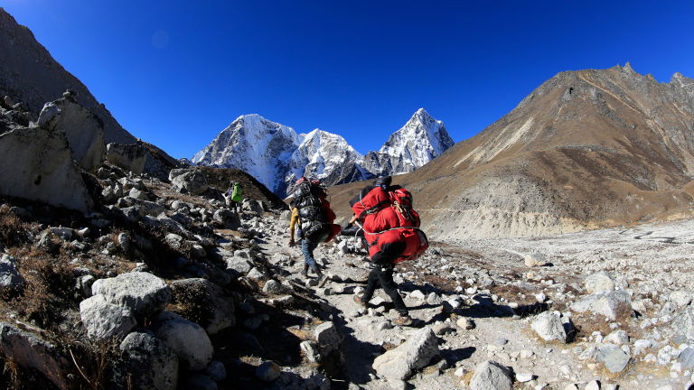Porters on Everest Base Camp Trek, Nepal Porters on Everest Base Camp Trek, Nepal