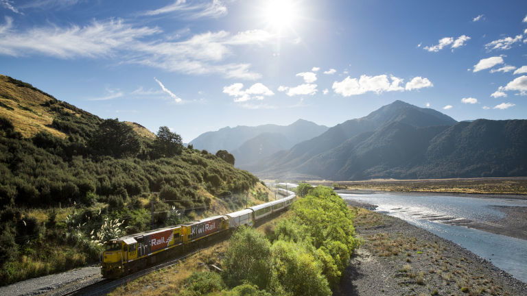 TranzAlpine Alongside Waimakariri River TranzAlpine Alongside Waimakariri River