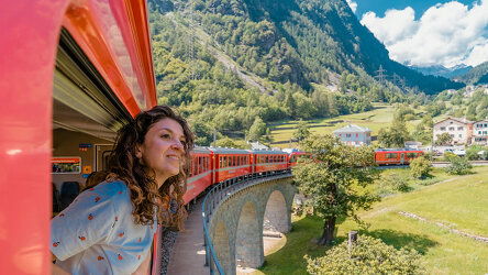 Travel across the Alps and lake districts on scenic journeys