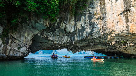 Kayaking or bamboo boating in quieter corners of the bay