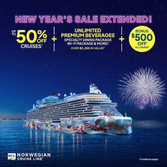 Up to 50% off NCL cruise fares plus more