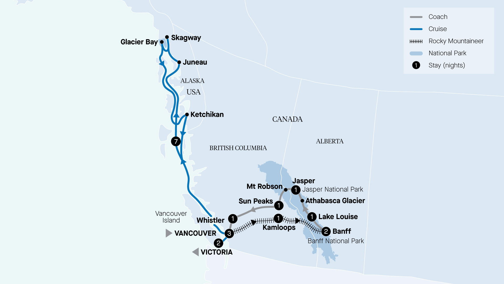 Rockies Explorer And Alaska (Cruise First) - APT (20 Days From ...