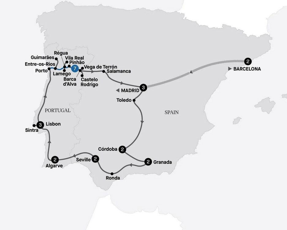 24 Day Spain and Portugal Delights with Douro River Cruise Itinerary (APT)