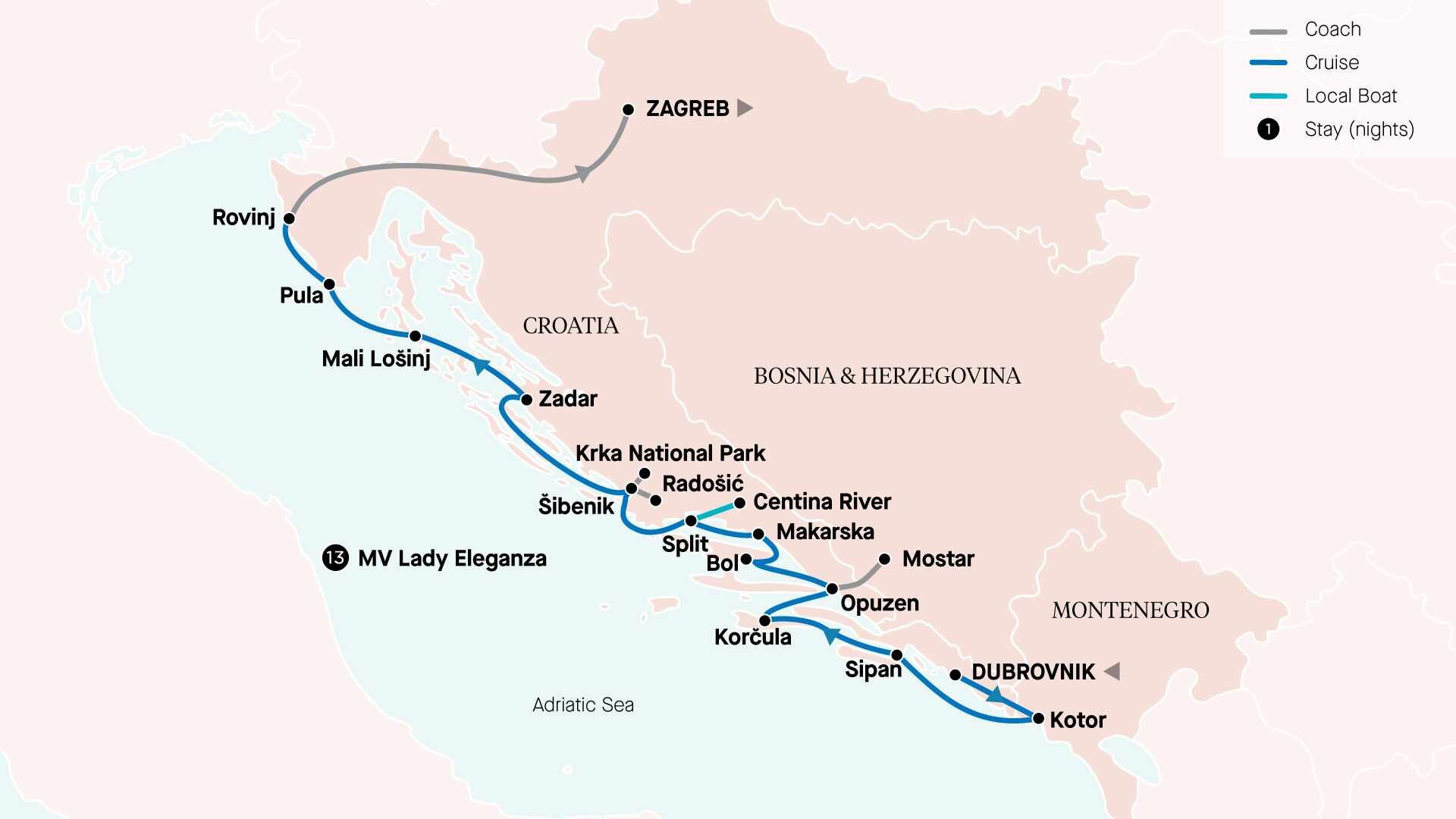 Croatia And Montenegro In Depth APT 14 Days From Dubrovnik To Zagreb   82577 