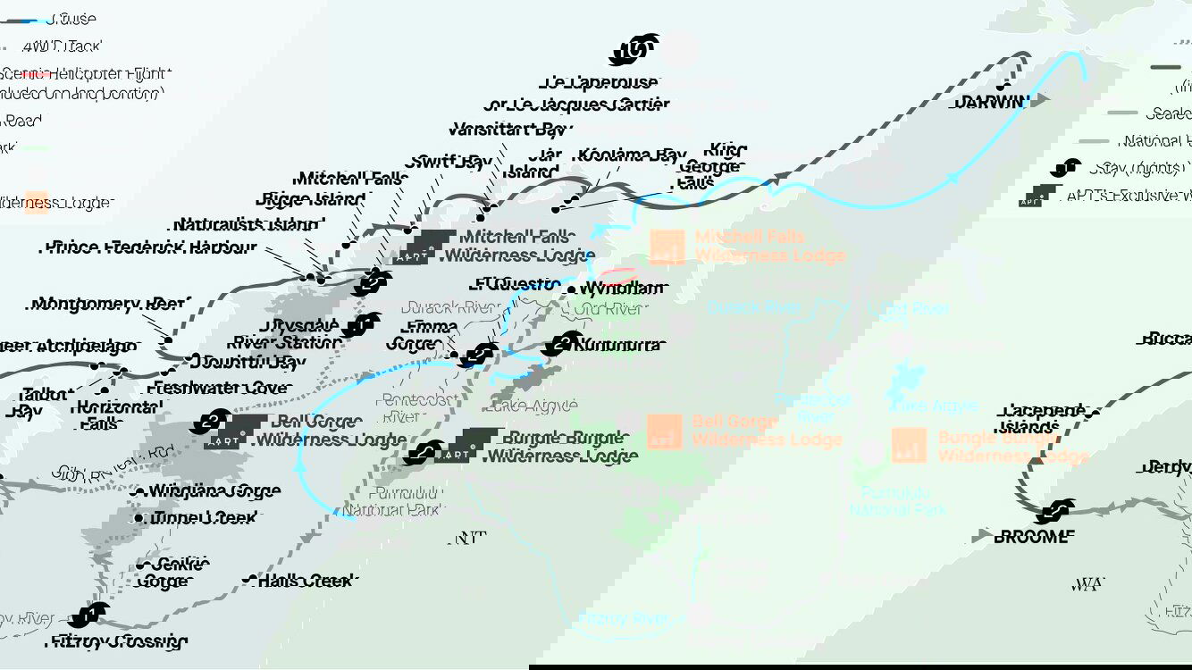 Kimberley Complete with Kimberley Coastal Expedition (Reverse) APT (25 Days From Broome to Darwin)