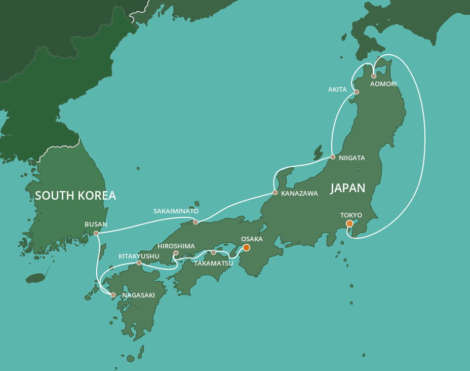 Japan Intensive Voyage Azamara (14 Night Cruise from Osaka to Tokyo)