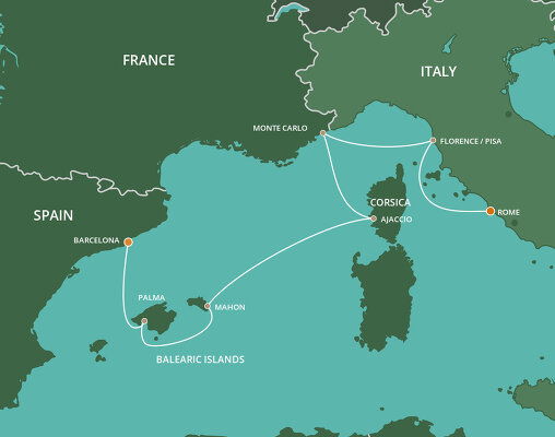 Cruises from Rome to Barcelona - 2023-2025 Seasons