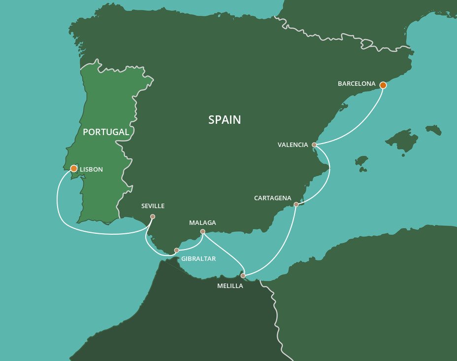 Cruises from Spain to Portugal - 2023-2025 Seasons