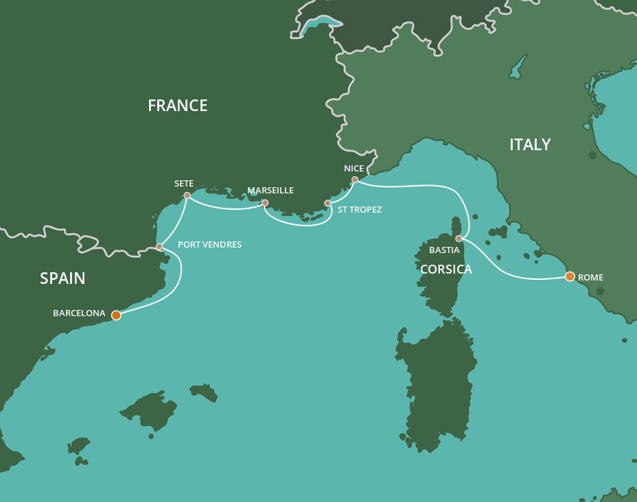 France Intensive Voyage - Azamara (7 Night Cruise from Barcelona to Rome)