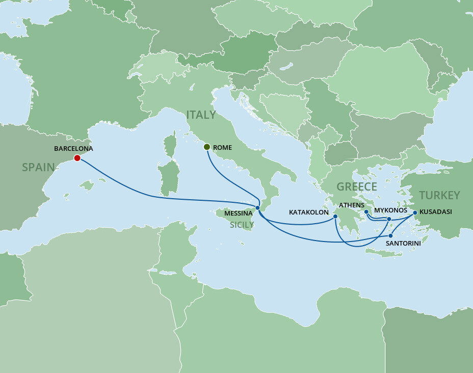 Turkey To Rome Map Greek Isles & Turkey - Celebrity Cruises (10 Night Cruise from Rome to ...