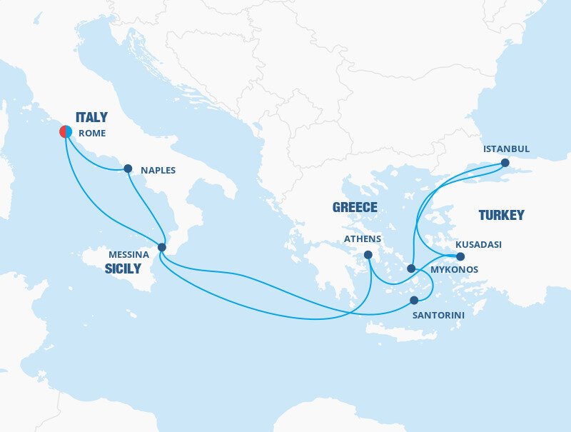 one way cruise italy to greece