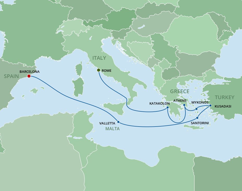 Cruises From Rome To Barcelona - 2023-2025 Seasons