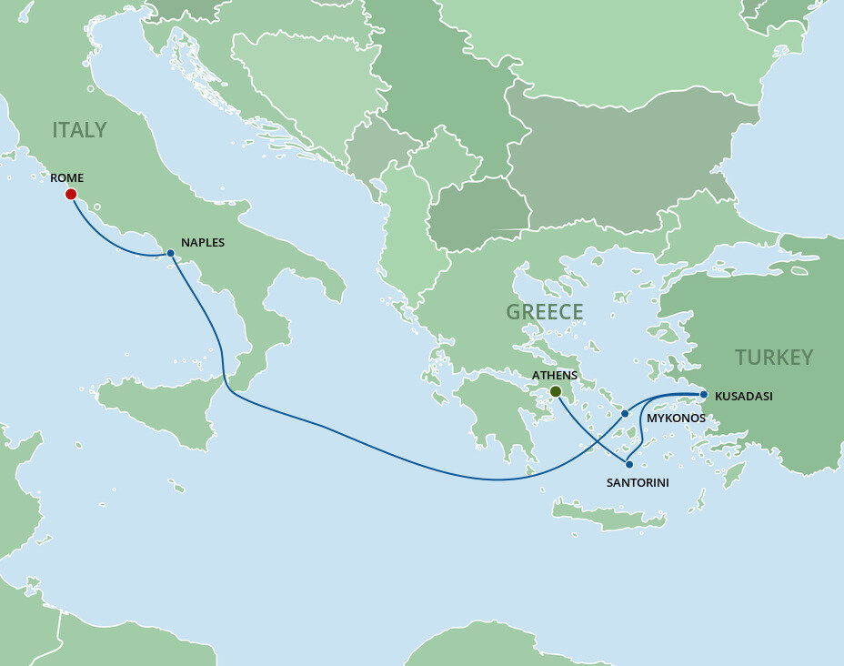 Turkey To Rome Map Greece, Turkey & Italy Cruise - Celebrity Cruises (7 Night Cruise from ...