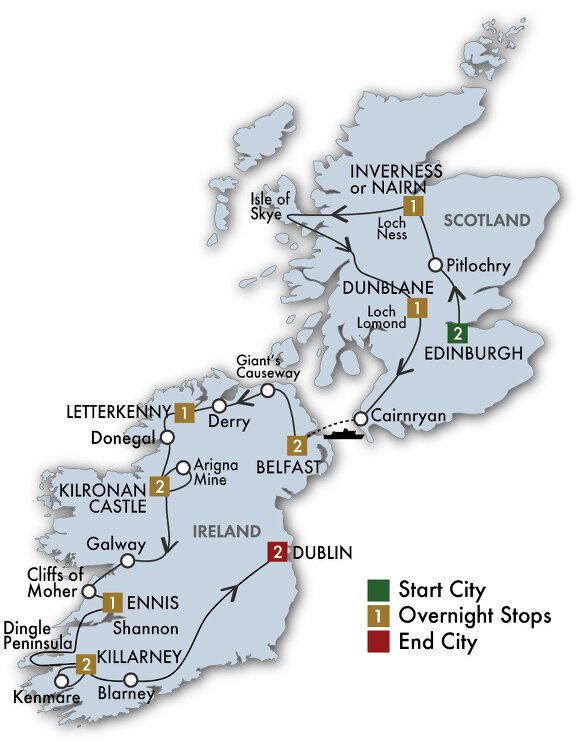 The Scots Irish Tour CIE Tours (15 Days From Edinburgh to Dublin)