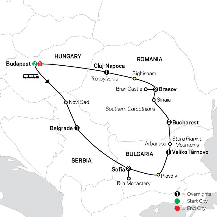 Treasures of the Balkans & Transylvania Cosmos (13 Days From Budapest