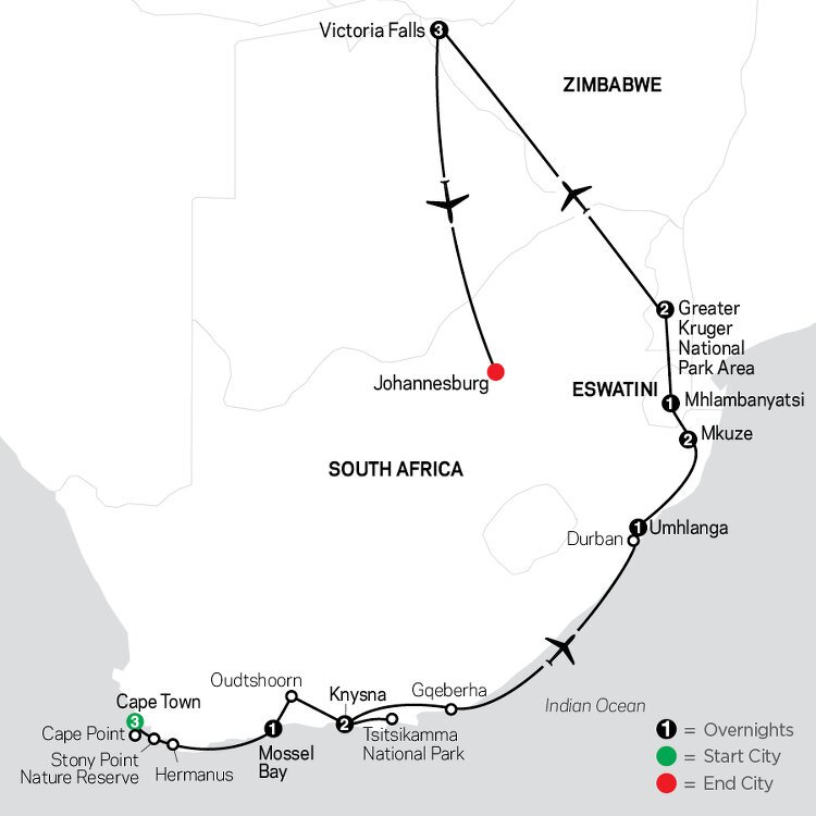 South Africa from the Cape to Kruger with Victoria Falls Cosmos (16 Days From Cape Town to