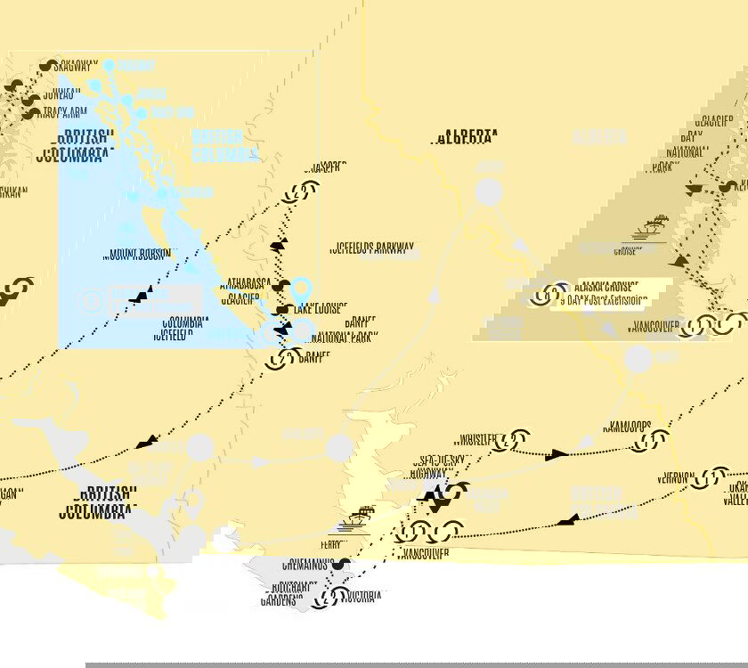 Panoramic Canadian Rockies with Alaska Cruise Costsaver (20 Days