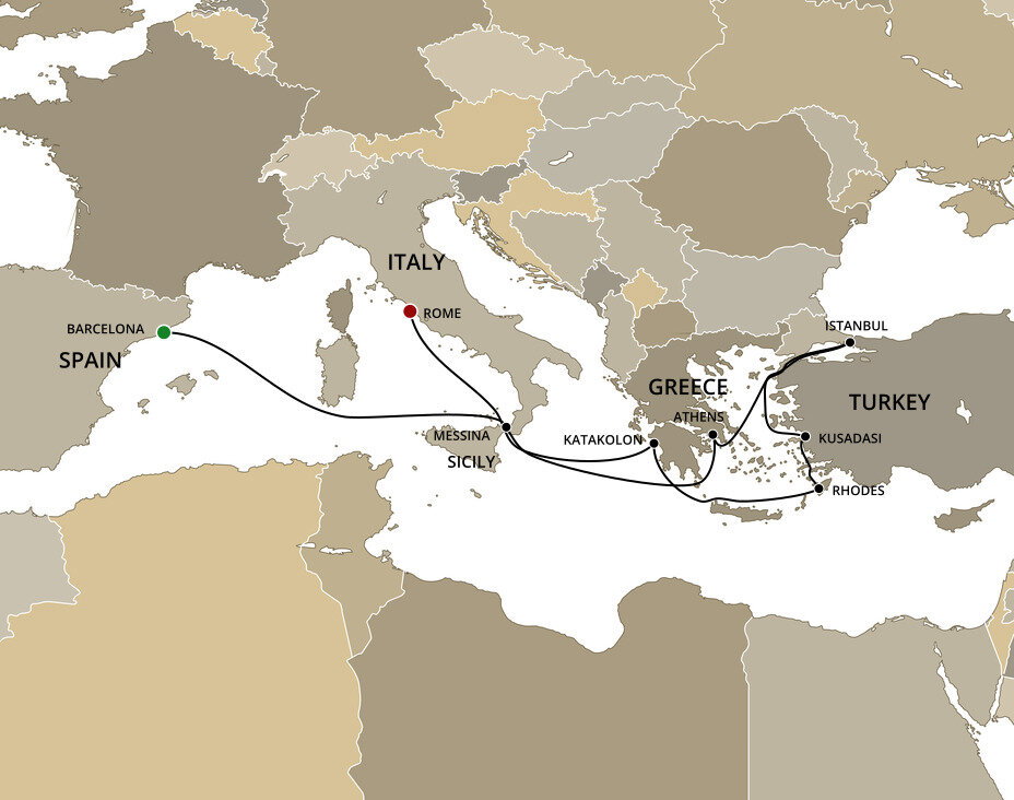 Mediterranean, Greece, and Turkey - Cunard (14 Night Cruise from ...