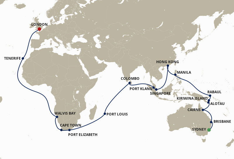 Sydney To Southampton Cunard (59 Night Cruise from Sydney to London) Sydney To Southampton Cunard (59 Night Cruise from Sydney to London)
