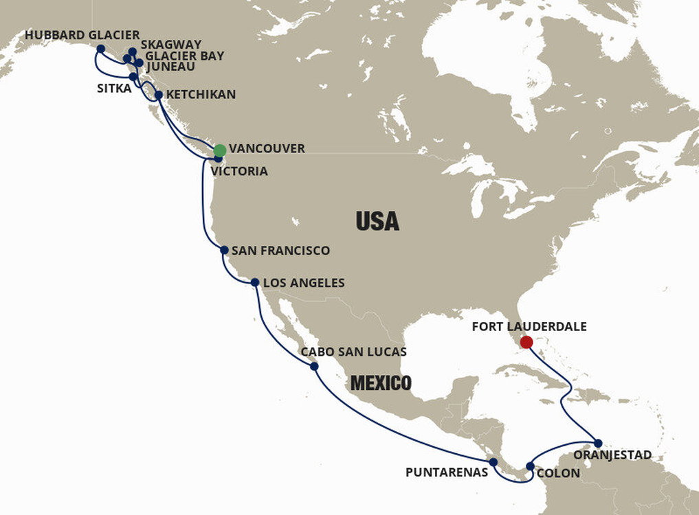 Alaska and Panama Canal Cunard (29 Night Cruise from Vancouver to