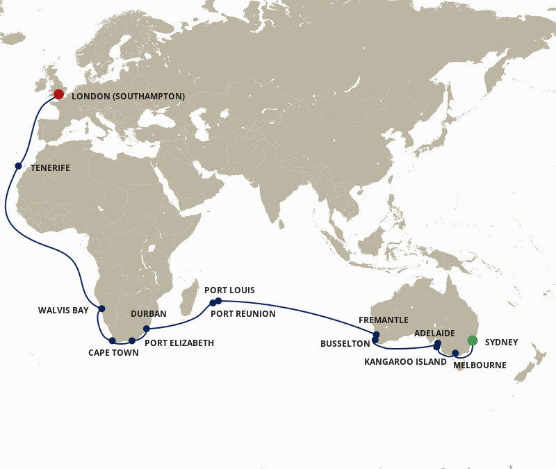 Sydney To Southampton (Centenary World Voyage) Cunard (42 Night Cruise from Sydney to London) Sydney To Southampton (Centenary World Voyage) Cunard (42 Night Cruise from Sydney to London)