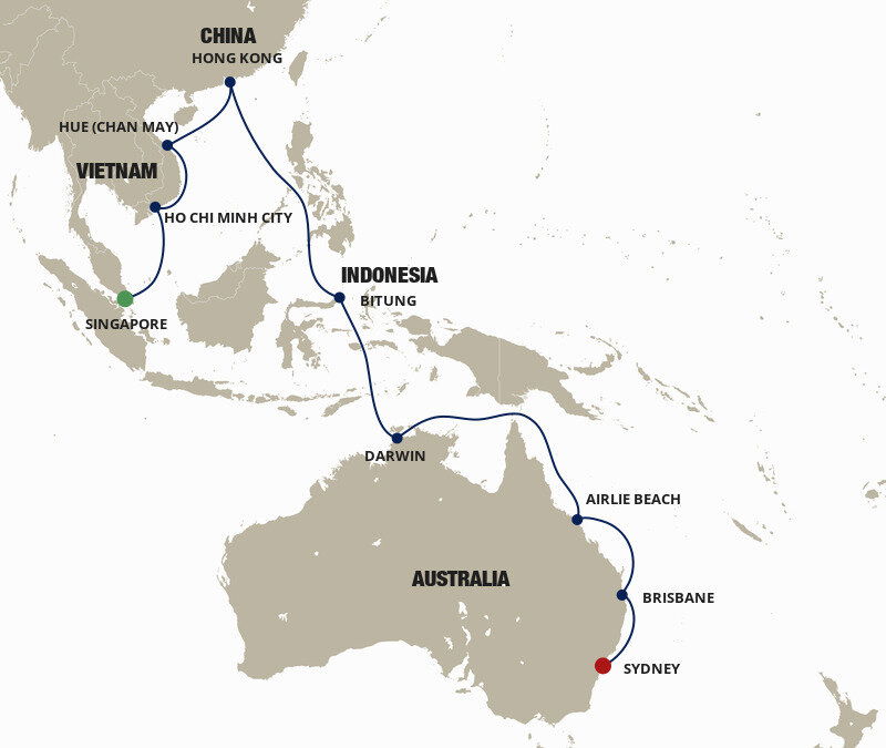 Singapore To Sydney Cunard (24 Night Cruise from Singapore to Sydney) Singapore To Sydney Cunard (24 Night Cruise from Singapore to Sydney)