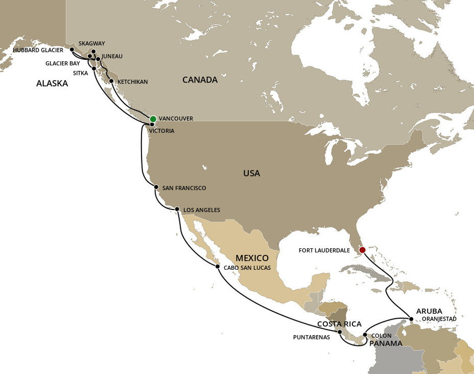 Alaska And Panama Canal Cunard (29 Night Cruise from Vancouver to