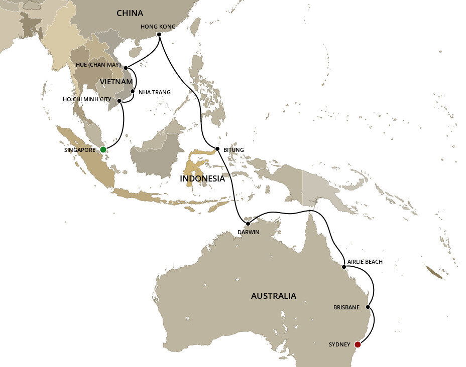 Singapore To Sydney Cunard (26 Night Cruise from Singapore to Sydney) Singapore To Sydney Cunard (26 Night Cruise from Singapore to Sydney)