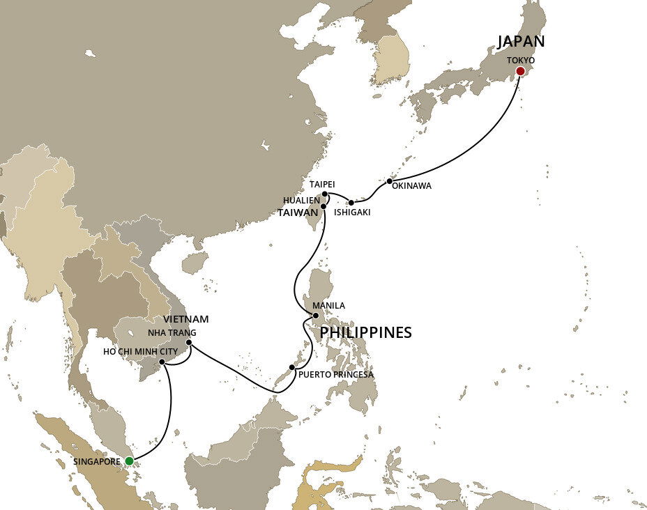Singapore To Tokyo Cunard (16 Night Cruise from Singapore to Tokyo) Singapore To Tokyo Cunard (16 Night Cruise from Singapore to Tokyo)