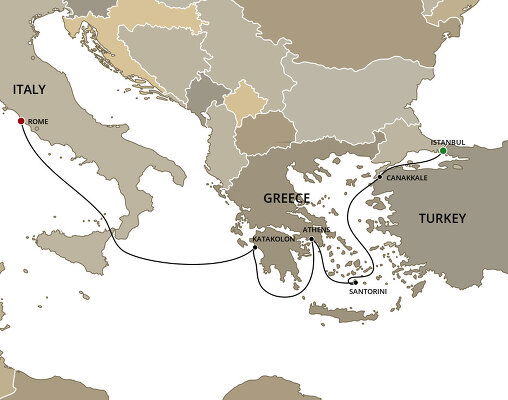 Turkey To Rome Map Cruises from Istanbul to Rome - 2025-2027 Seasons