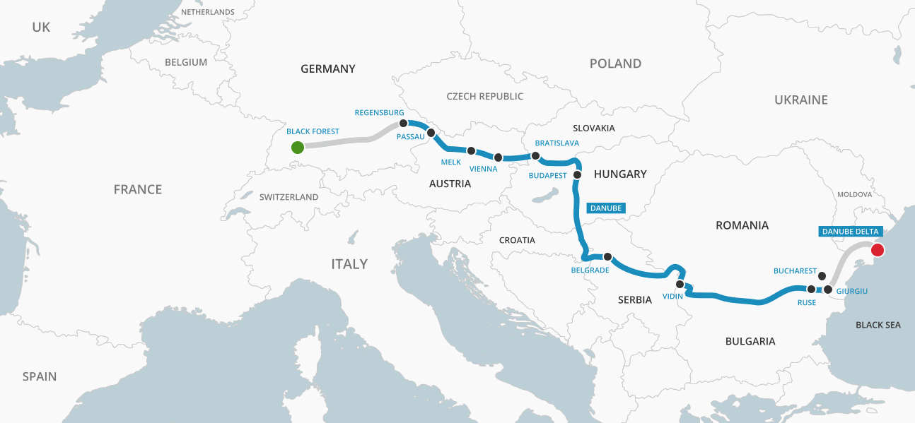 Map of the Danube River