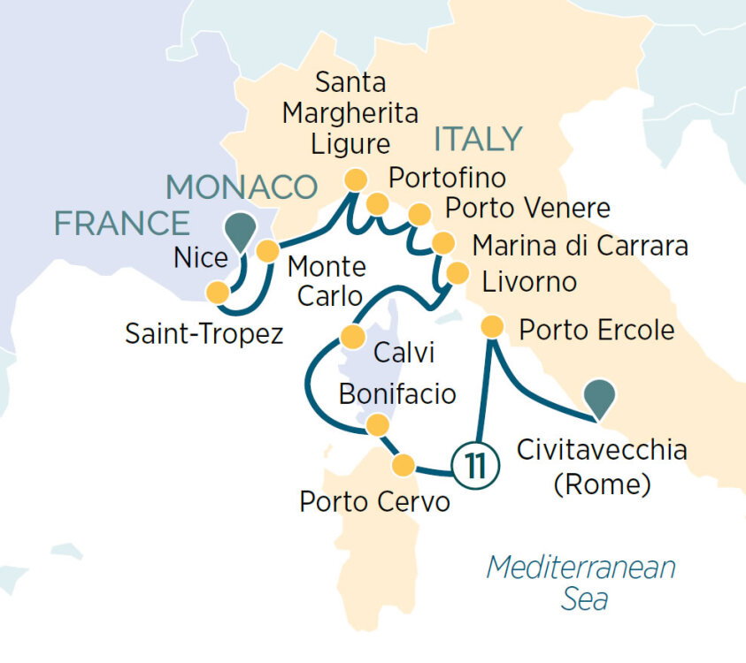 Golden Coasts of Italy and France - Emerald Cruises (11 Night Cruise ...