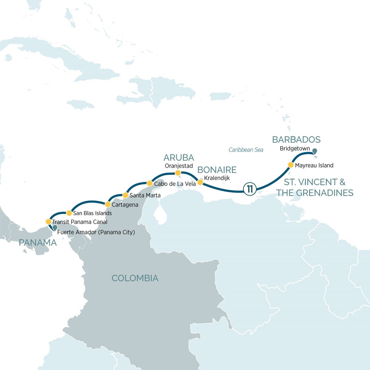 Southern Caribbean Delights & Panama Canal - Emerald Cruises (11 Night 