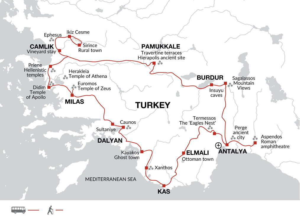 Sw Wa Turkey Map Highlights & Hidden Gems of Western Turkey - Explore (13 Days From ...