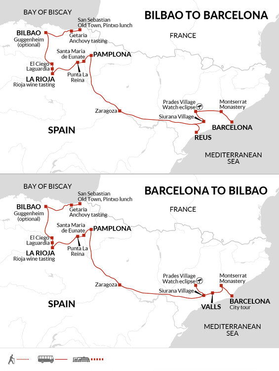 Catalan Basque Map Catalonia & the Basque Country & Eclipse - Explore (8 Days From ...