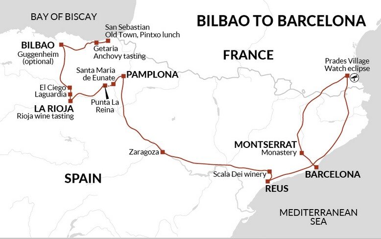 Catalan Basque Map A Taste of Northern Spain - Catalonia & the Basque Country & Eclipse ...
