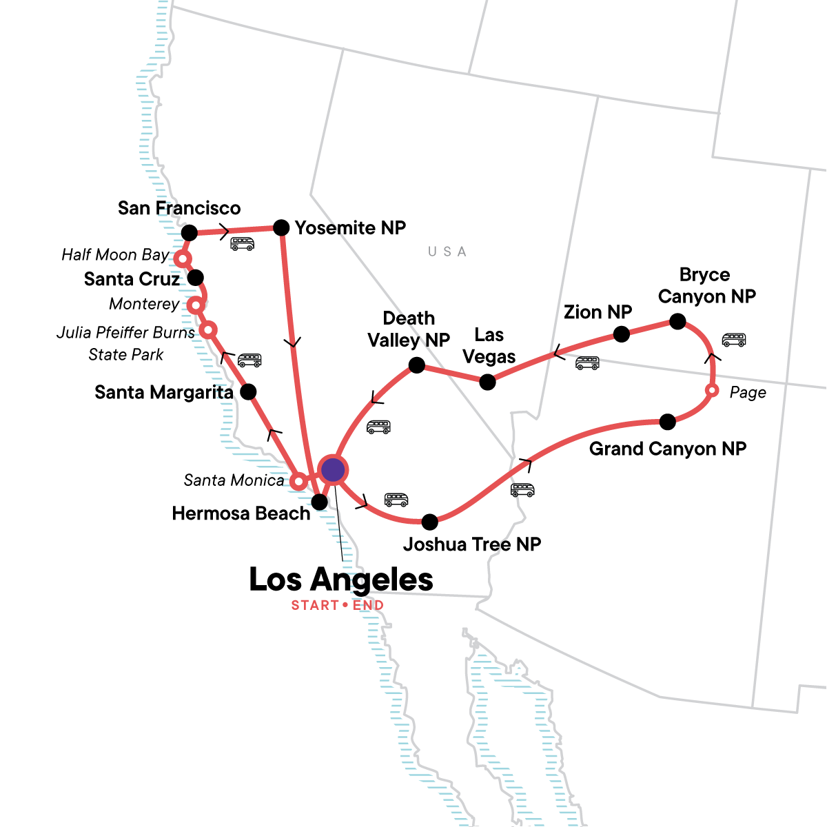 USA Road Trip California the Southwest G Adventures 18 Days