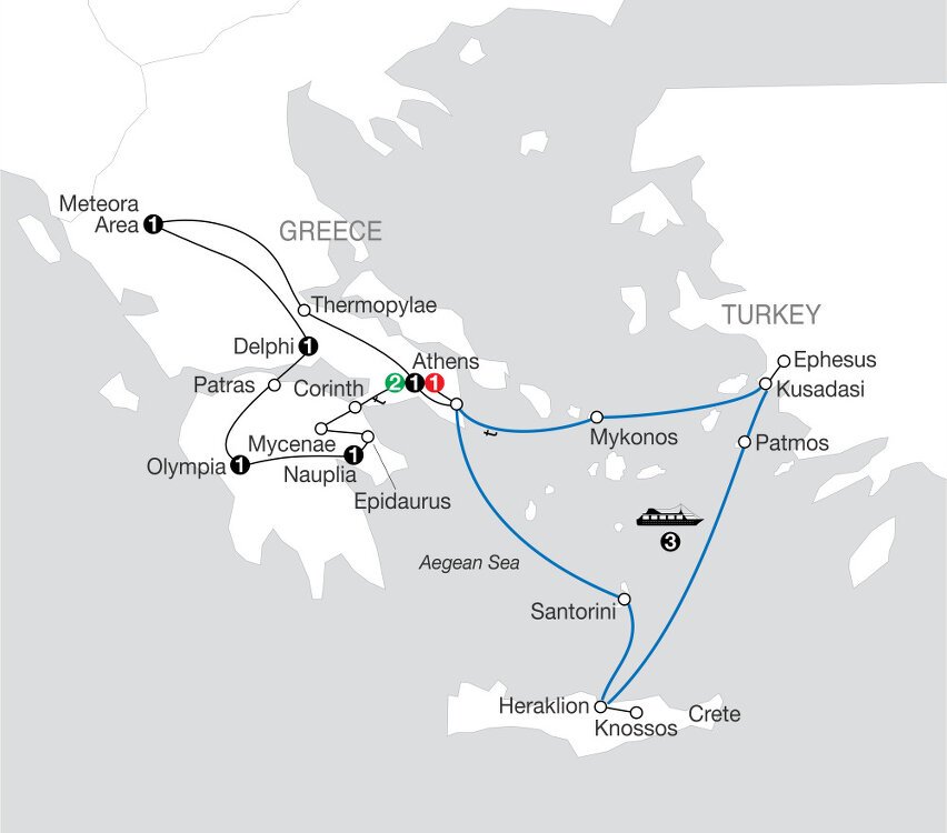 Classical Greece with Iconic Aegean 3night Cruise Globus (12 Days