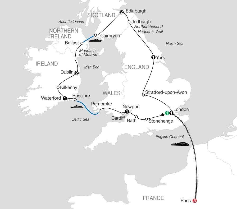 Essential Britain Ireland with Paris Globus 13 Days From