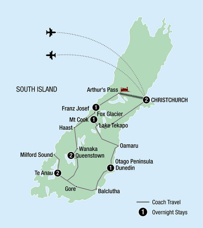 10 Day Ultimate South Island Itinerary (Grand Pacific)