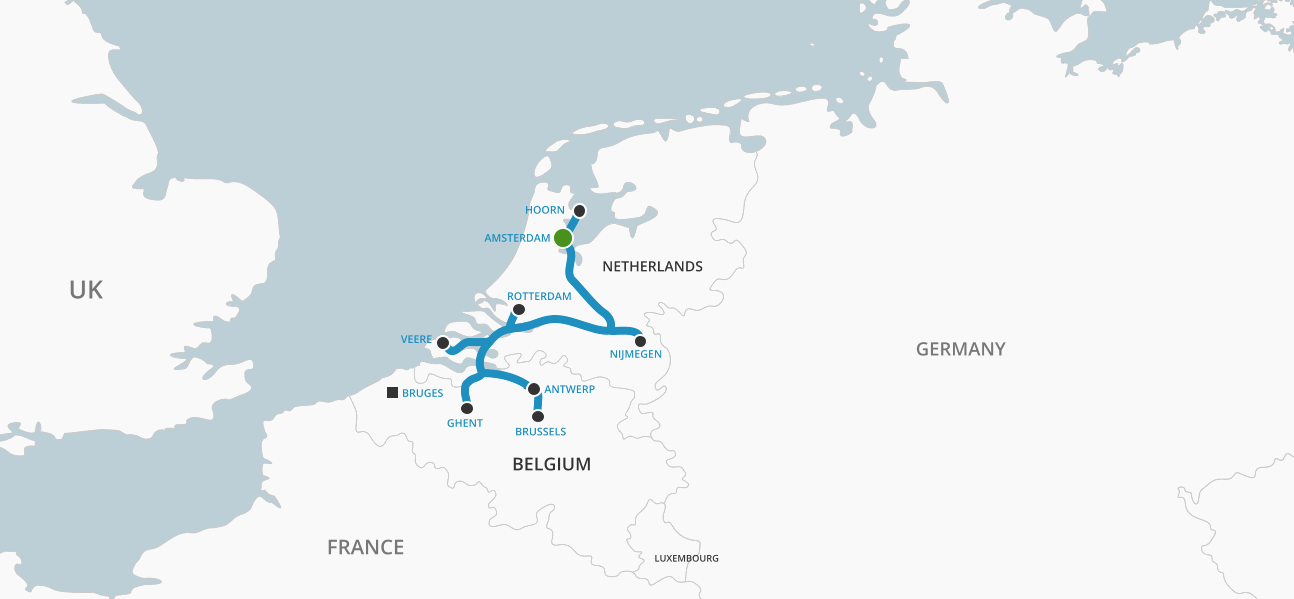 Map of the waterways of Holland & Belgium