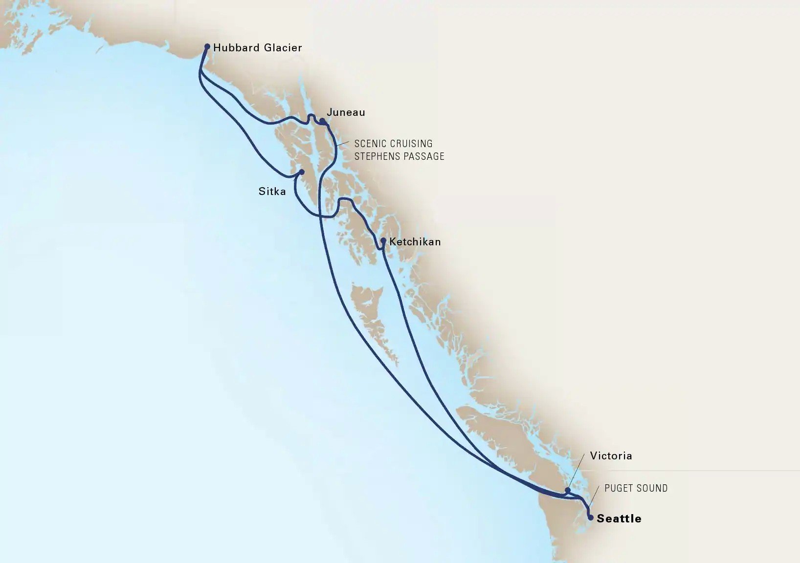 alaska cruise from seattle port map
