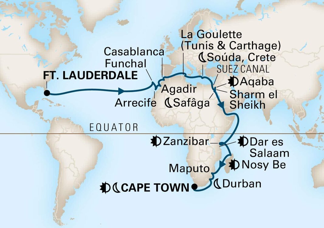 Grand Africa Voyage Holland America (44 Night Cruise from Fort