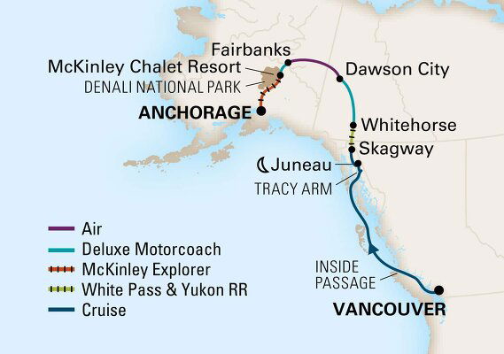 Cruises from Vancouver to Anchorage - 2023-2025 Seasons