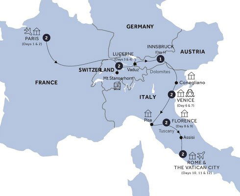 Tours from Paris to Rome - 2024-2026 Seasons