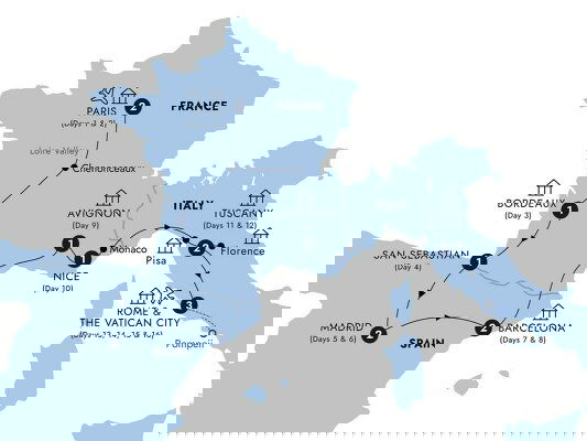 Tours from Paris to Rome - 2024-2026 Seasons