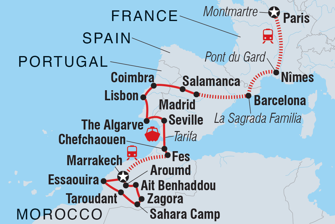 France, Spain, Portugal & Morocco Intrepid (31 Days From Paris to