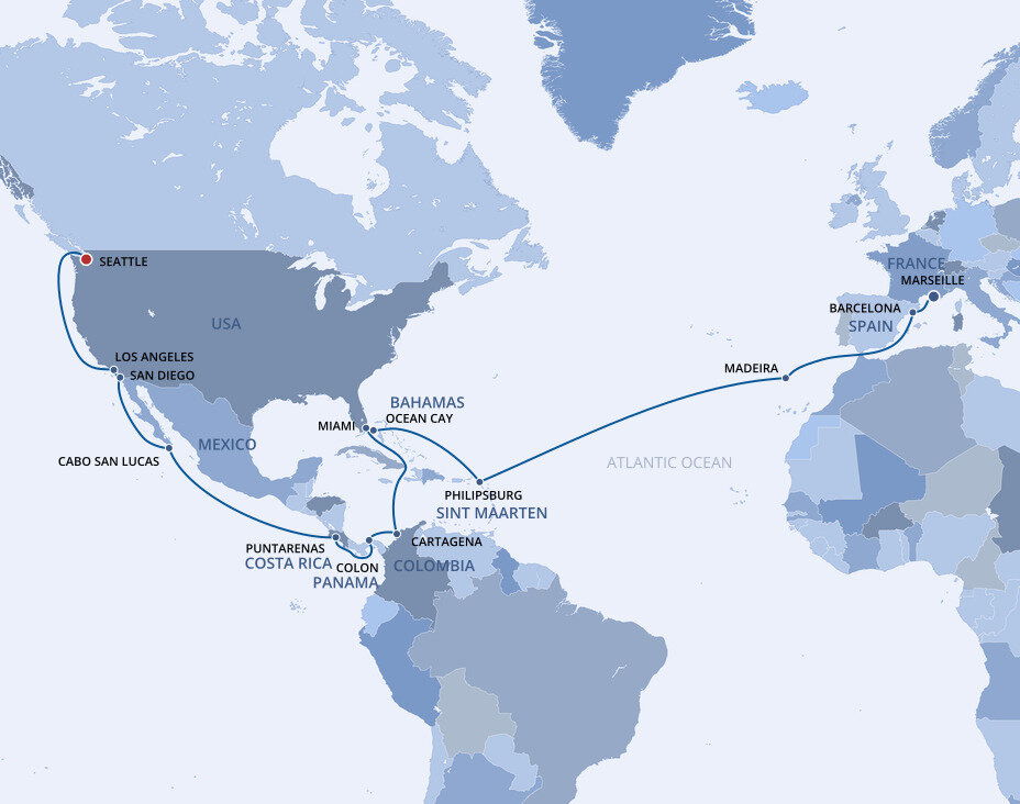 Msc Routes MSC Grand Voyages - MSC Cruises (34 Days From Marseille to Seattle)
